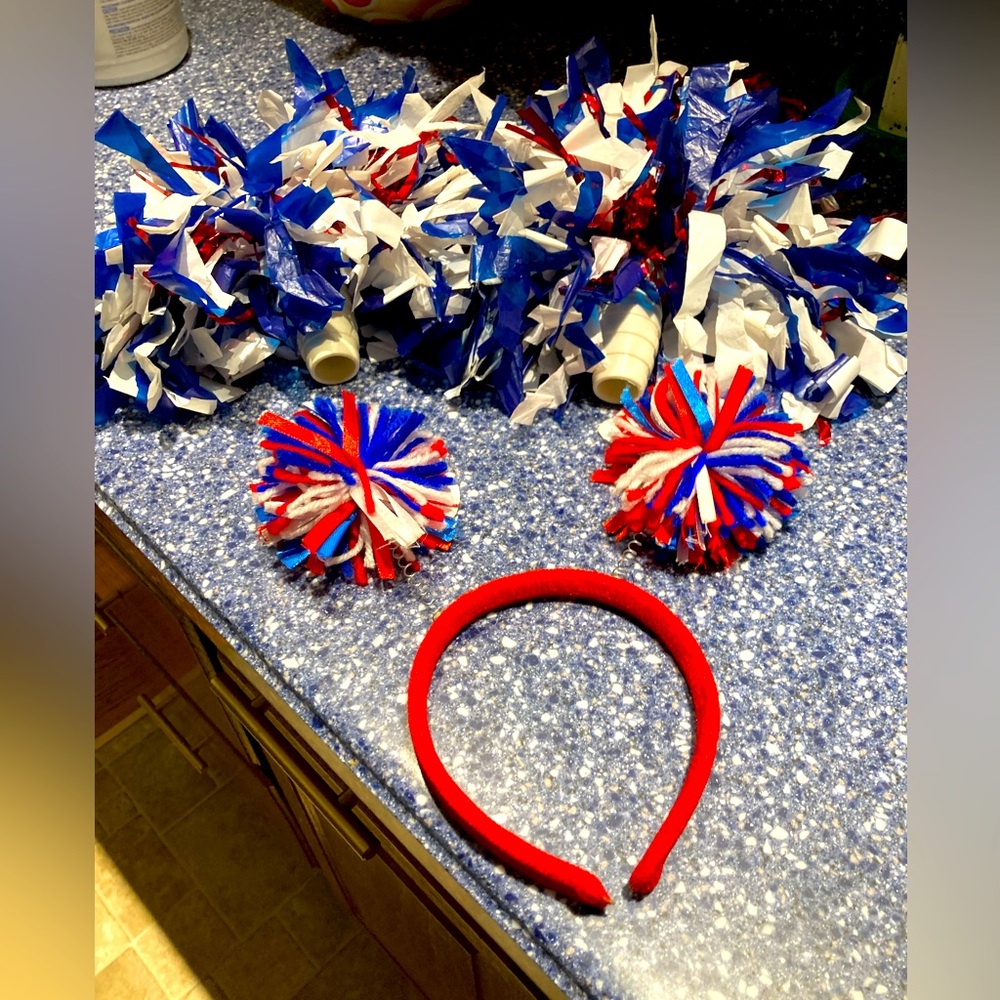 Buffalo Bills Red/White/Blue Headband and 2 Pom Poms